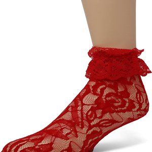 EMEM Apparel Ladies Lace Anklet Ankle Quarter Socks Stockings with Ruffle